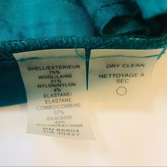 Magaschoni Wool Blend Silk Trim Tuxedo Dress Trouser in Absinthe (Teal), Size 4 - Picture 6 of 10